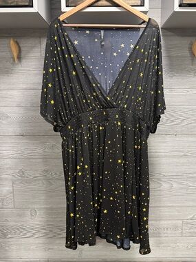 Celestial Witchy Star Midi Dress Torrid 3 Black Sheer Smocked Fairy Grunge 22/24